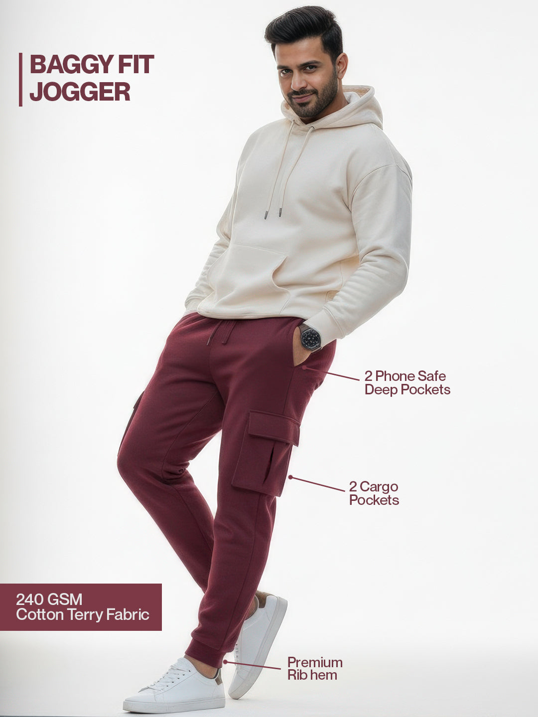 Maroon Joggers w/ Box Pockets