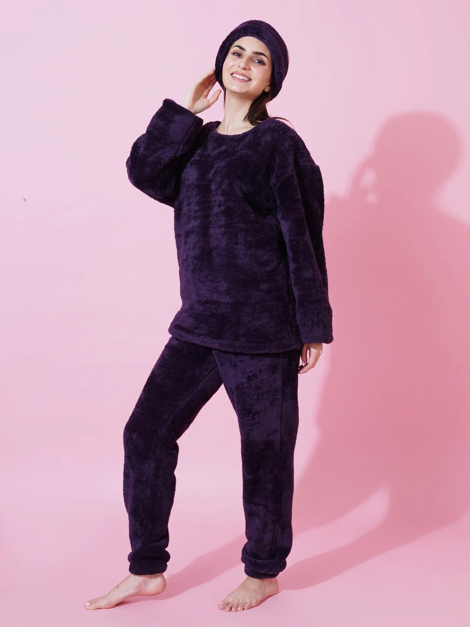 Midnight Purple Teddy Winter-Wear Set