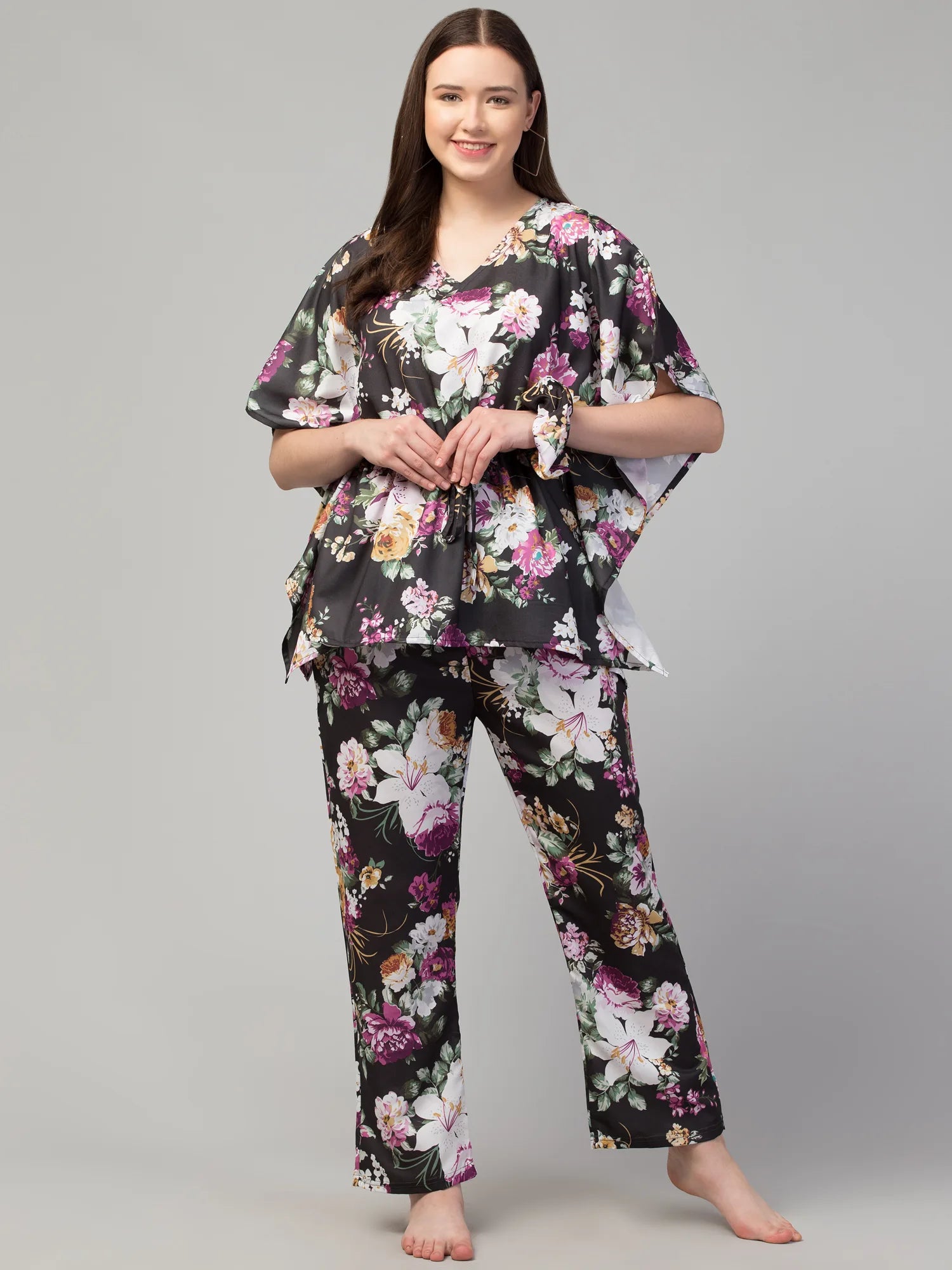 Midnight Blossom Kaftan Set
