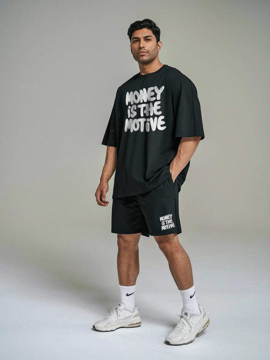 Money Is The Motive Cotton Mens T Shirt and Shorts Combo Set