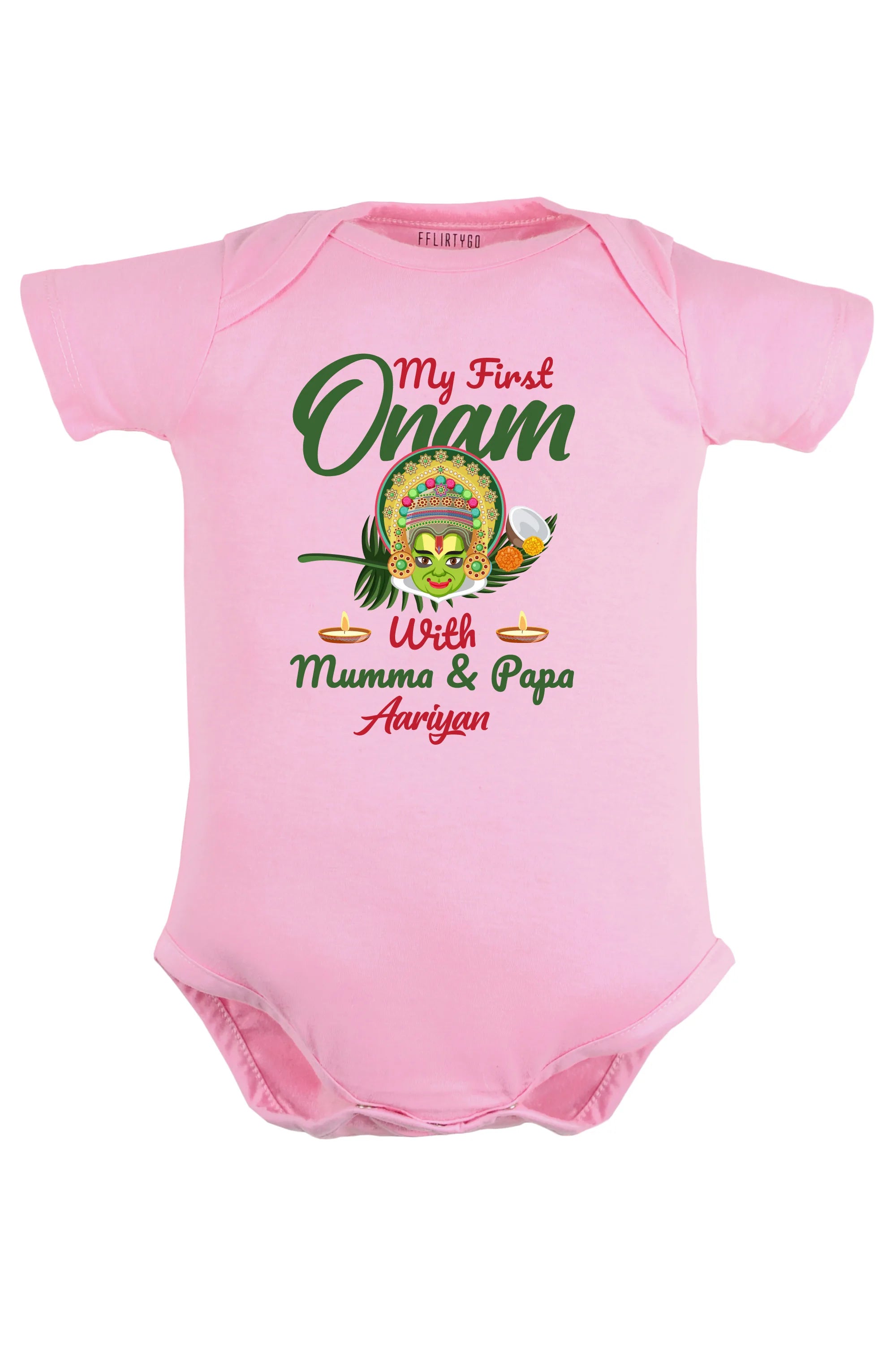 My First Onam With Mumma & Papa Baby Romper | Onesies w/ Custom Name