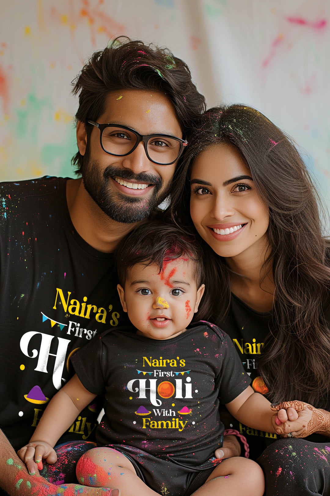 My First Holi With Family w/ Custom Names