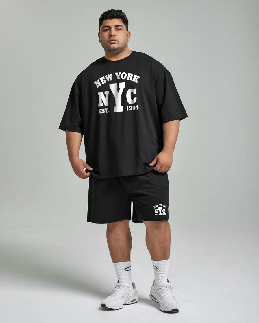 New York Cotton Mens T Shirt and Shorts Combo Set
