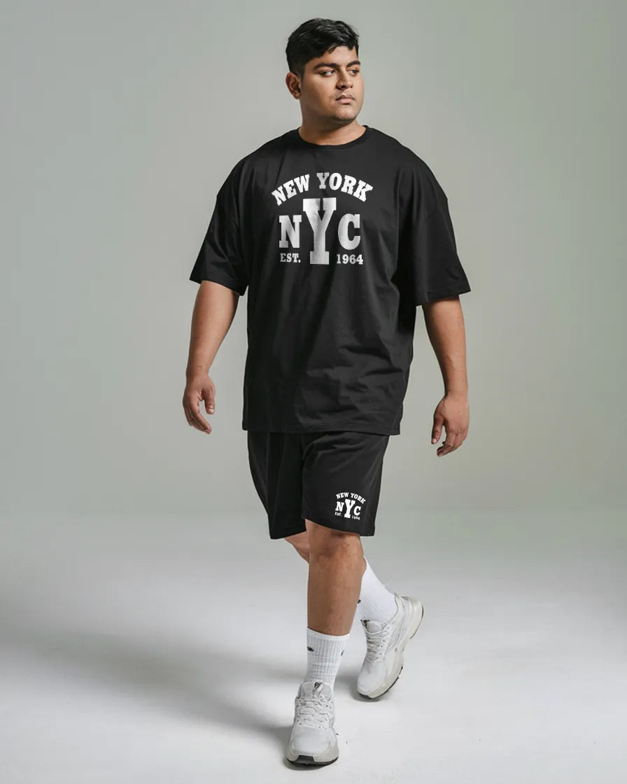 New York Cotton Mens T Shirt and Shorts Combo Set