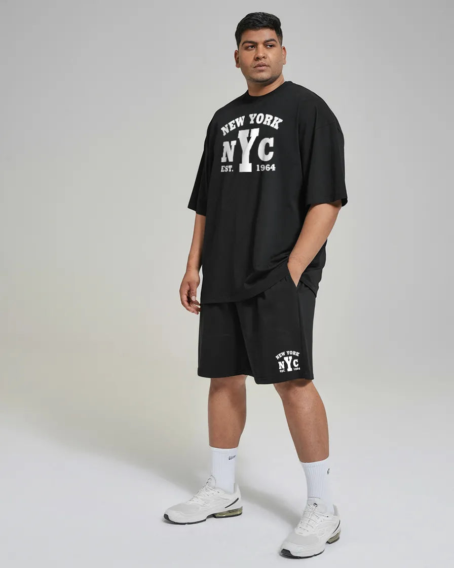 New York Cotton Mens T Shirt and Shorts Combo Set