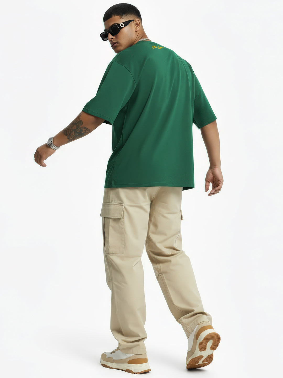 Nalayak Black Puff Printed Mens Oversized T-Shirt