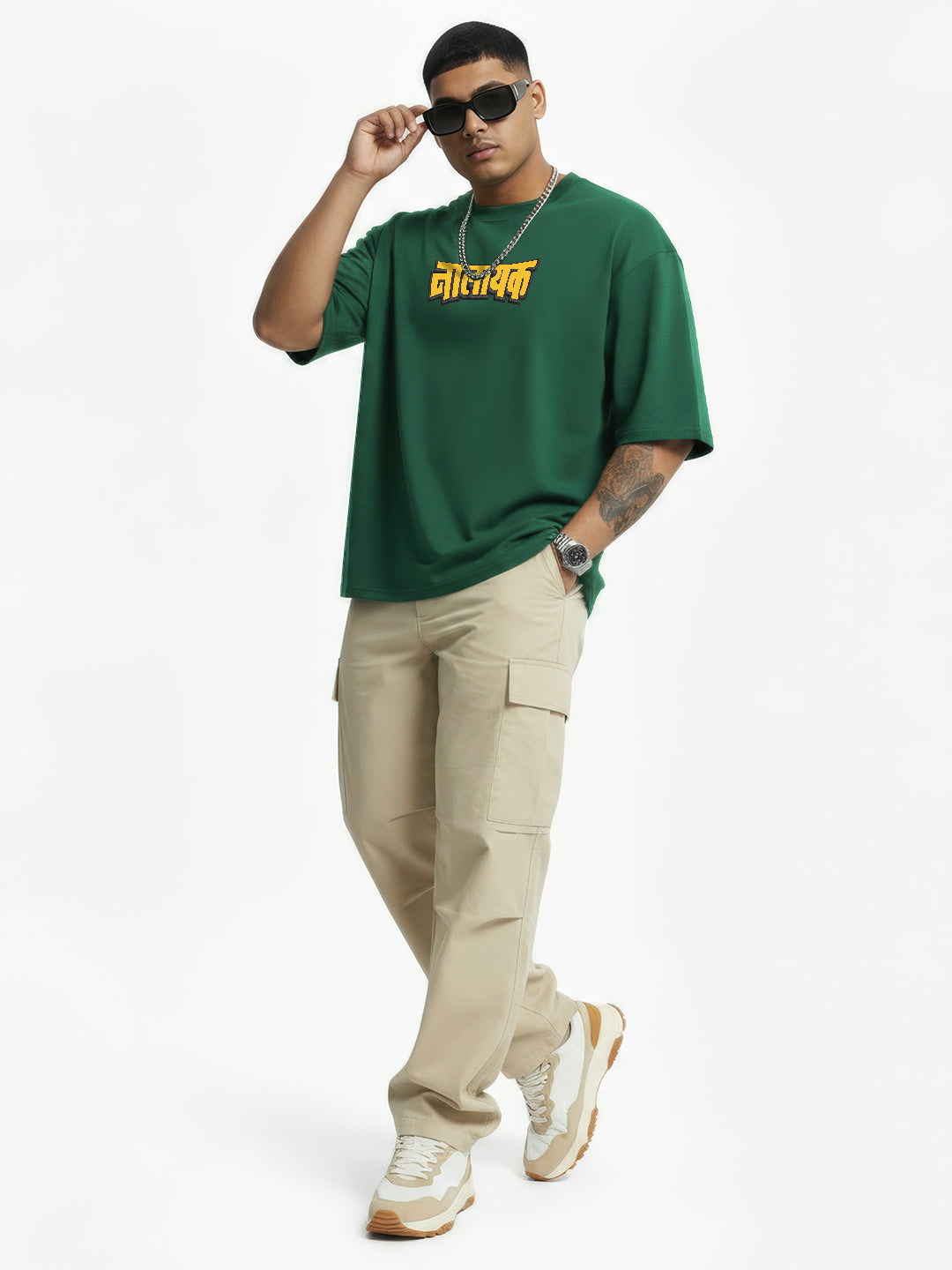 Nalayak Black Puff Printed Mens Oversized T-Shirt