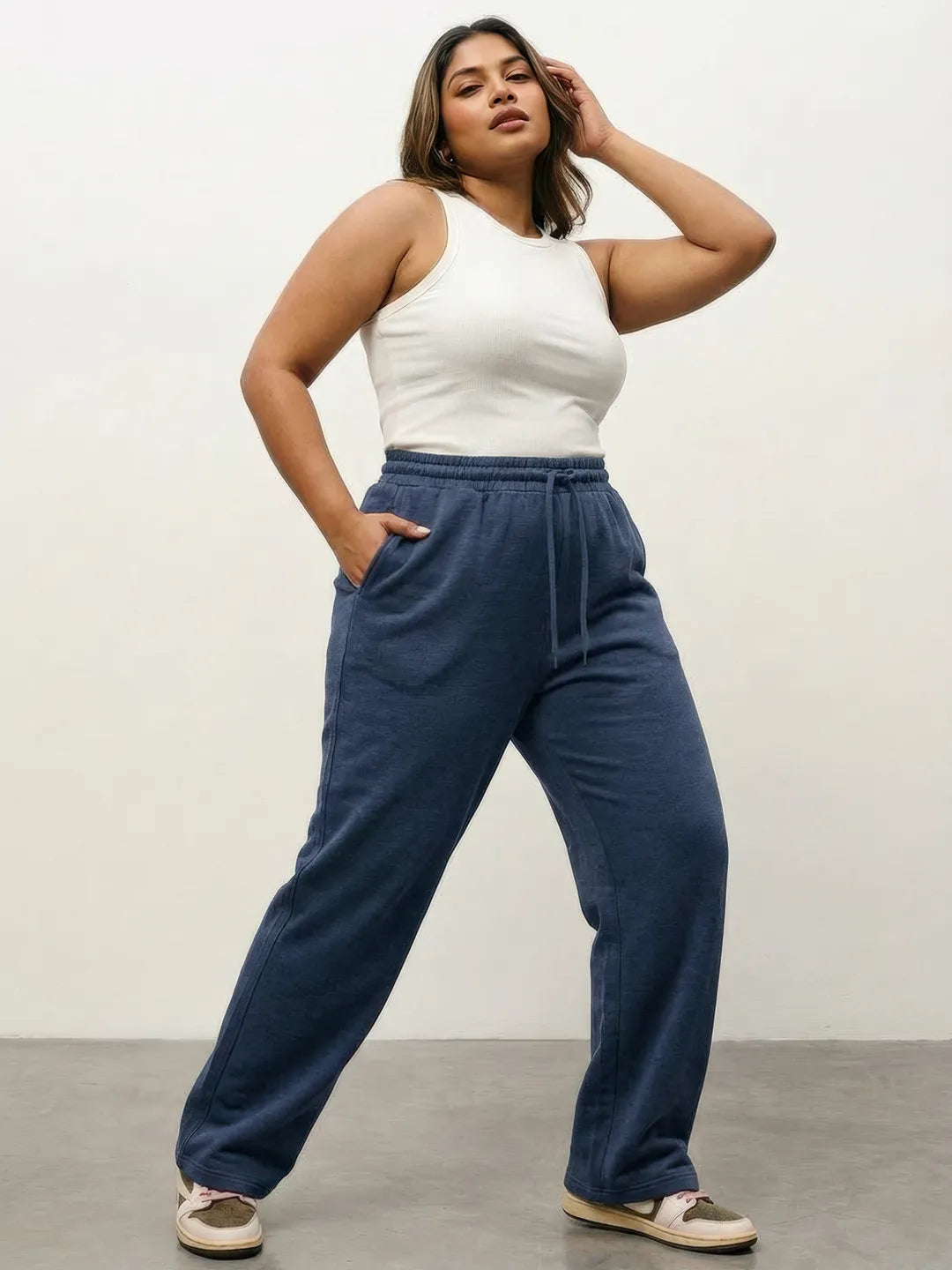 Navy Melange Straight-Fit Joggers