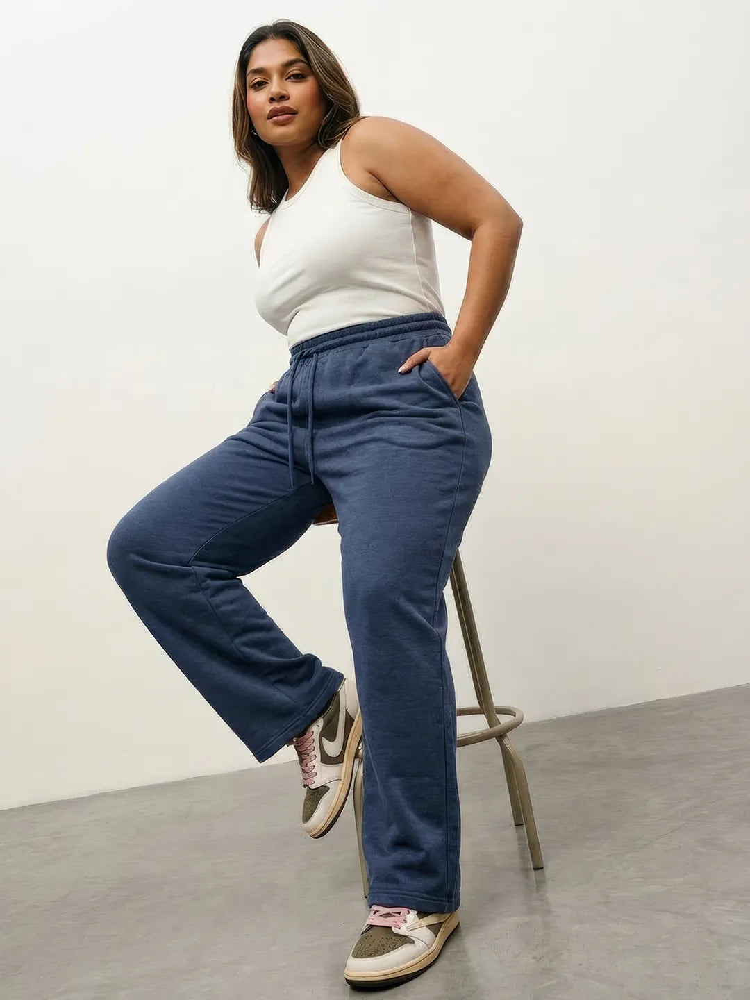 Navy Melange Straight-Fit Joggers