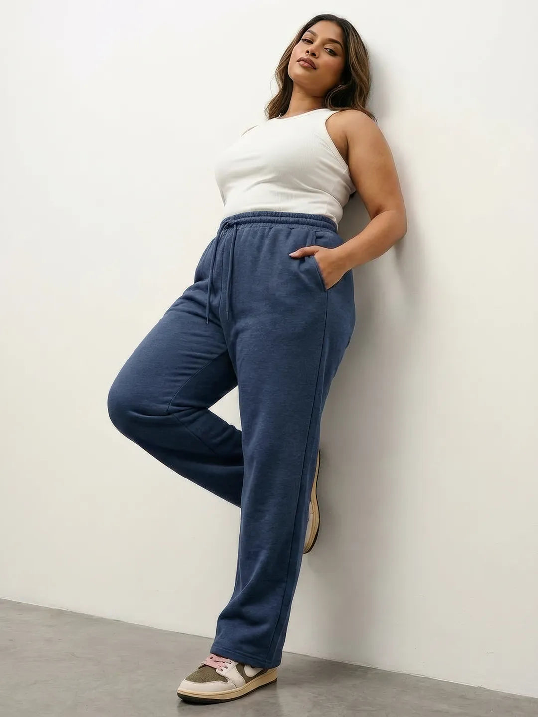 Navy Melange Straight-Fit Joggers