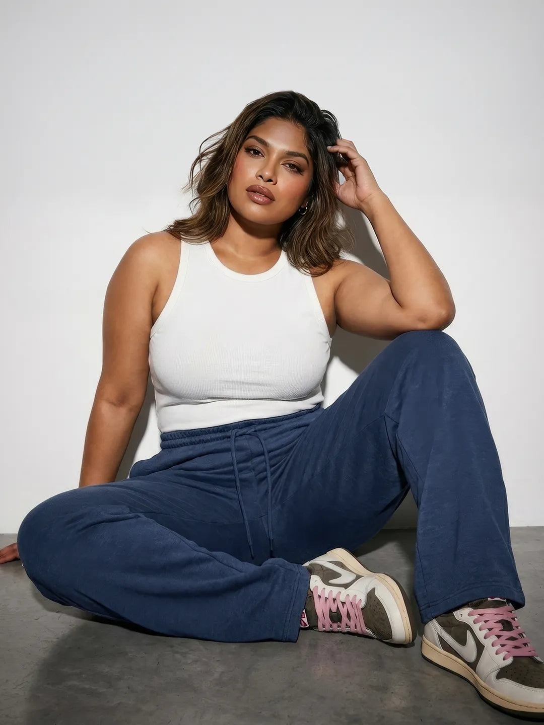 Navy Melange Straight-Fit Joggers