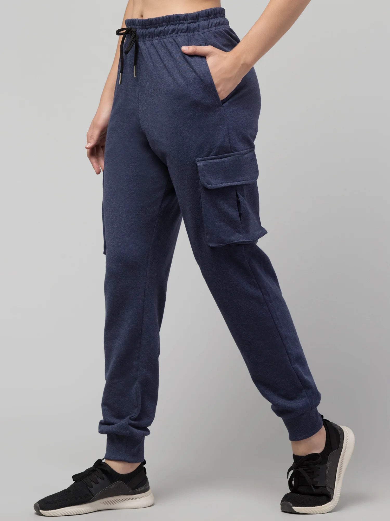 Navy Melange Joggers w/ Box Pockets