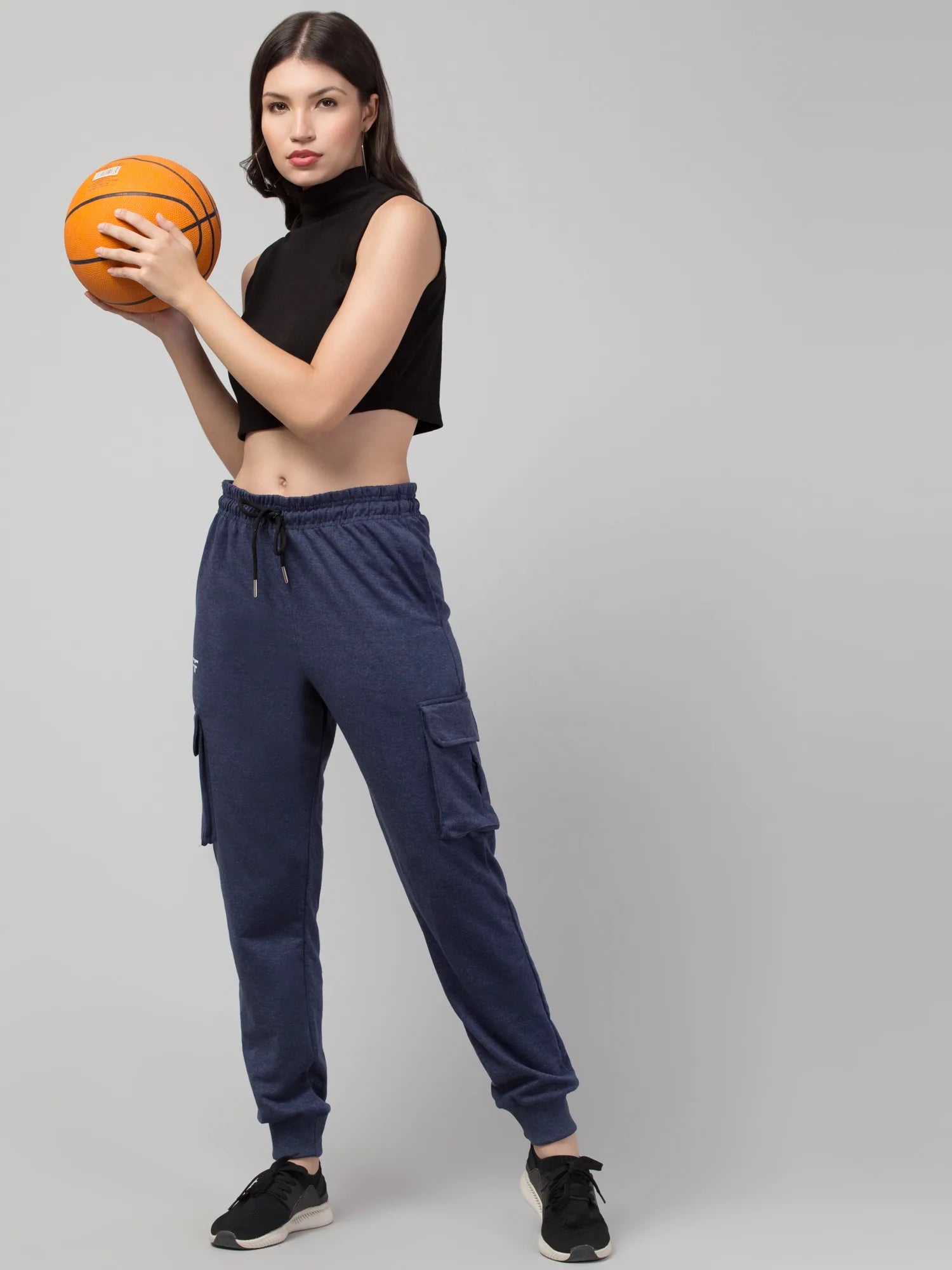 Navy Melange Joggers w/ Box Pockets