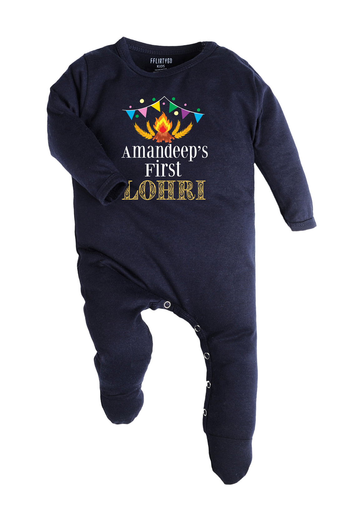 My First Lohri (Motif) Baby Romper | Onesies w/ Custom Name