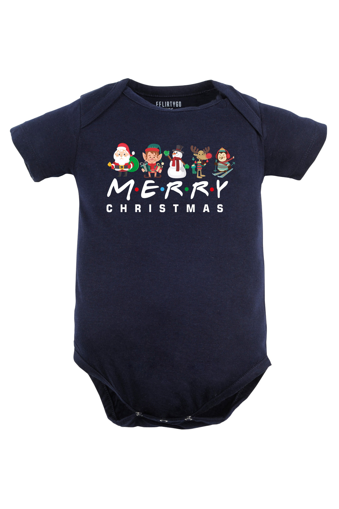 Merry Christmas with Christmas Characters Baby Romper | Onesies