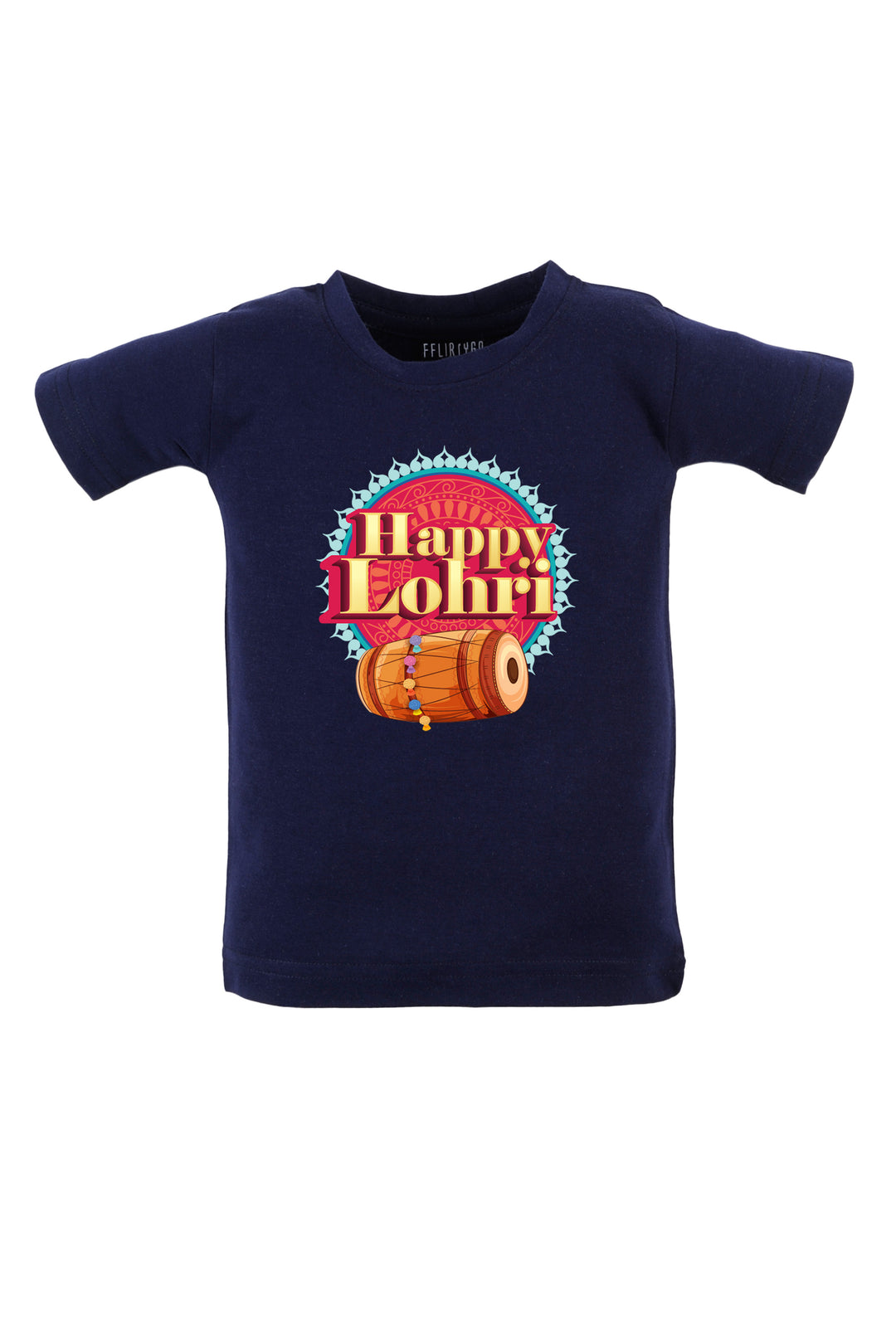 Happy Lohri With Dhol Kids T Shirt