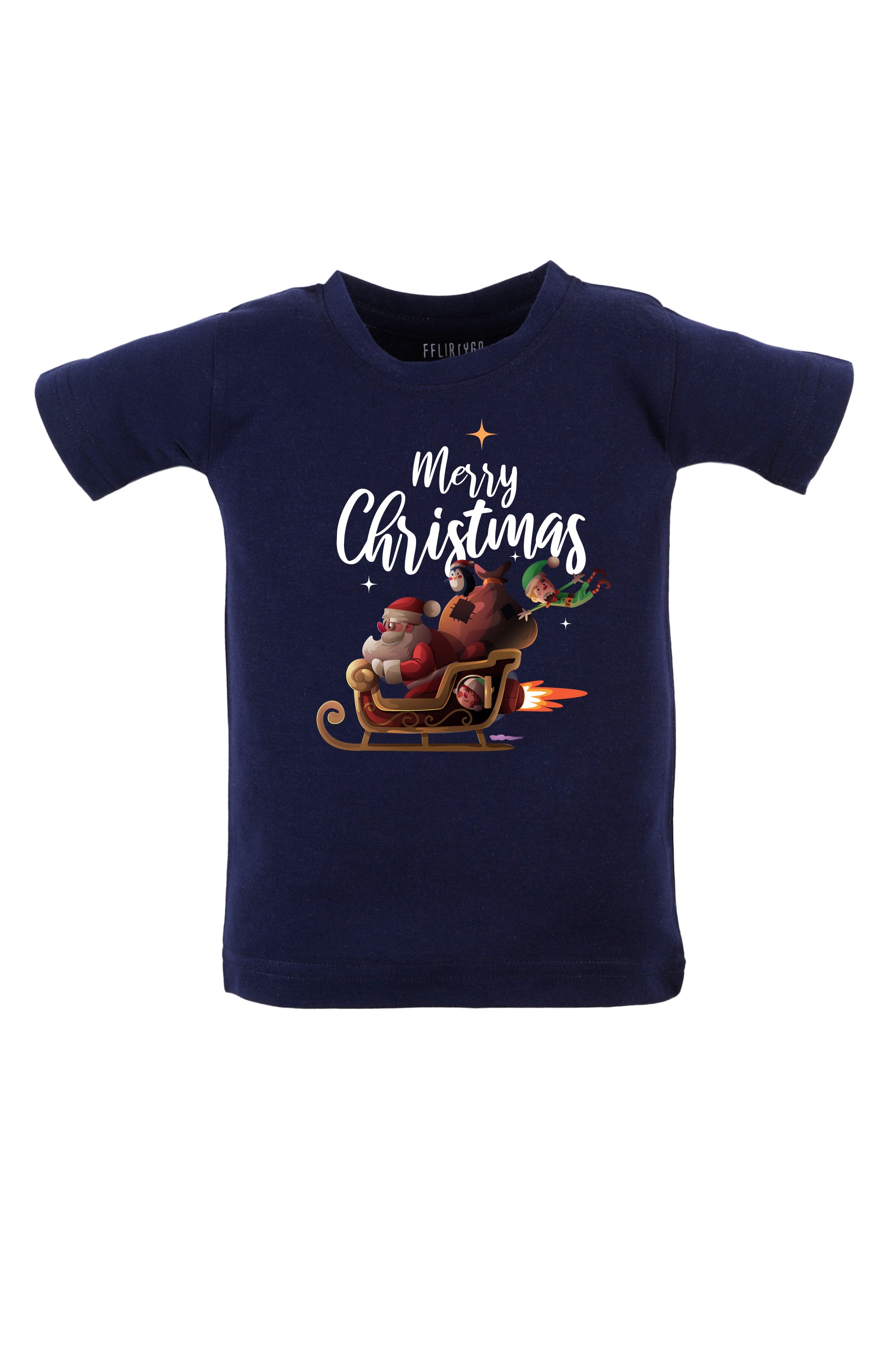 Merry Christmas With Santa Sleigh Kids T Shirt