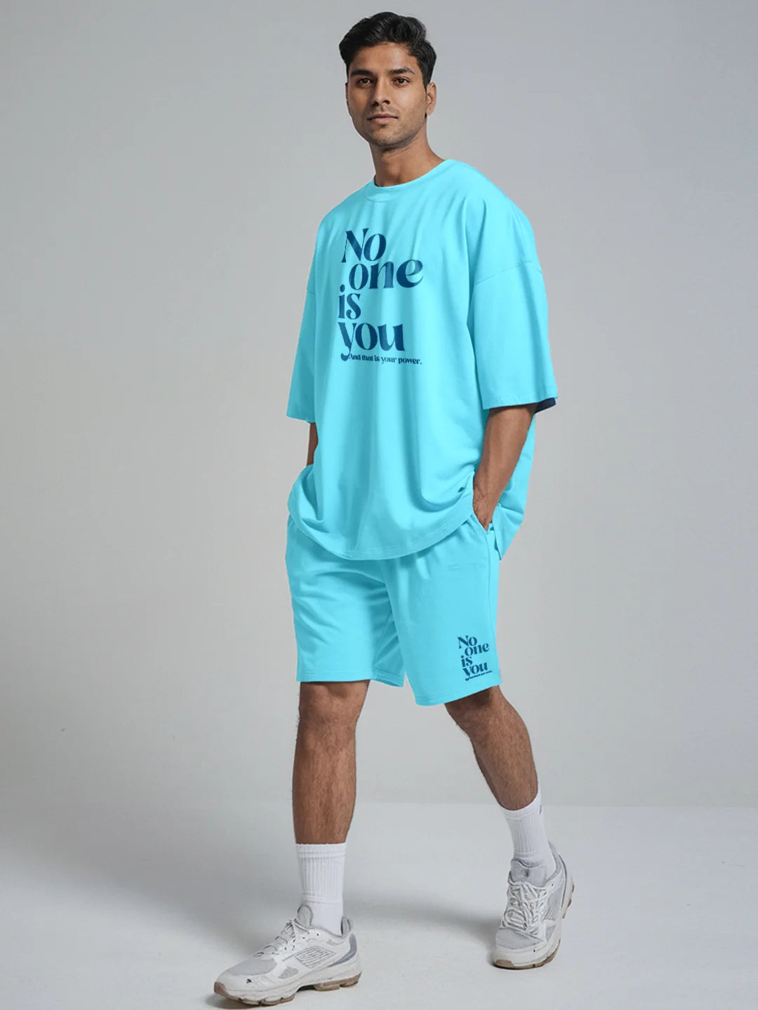 No One Is You Cotton Mens T Shirt and Shorts Combo Set