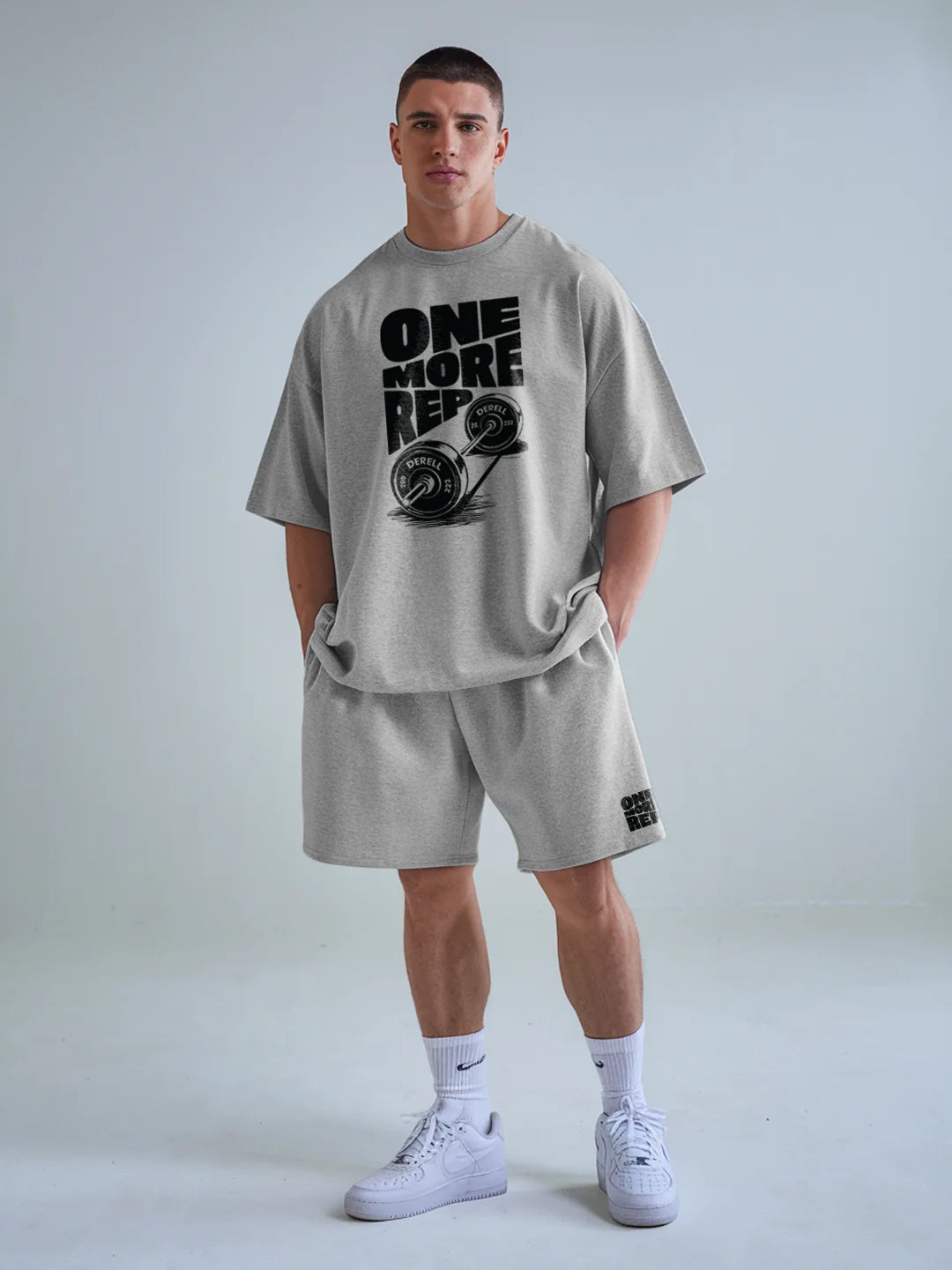 One More Rep Cotton Mens T Shirt and Shorts Combo Set