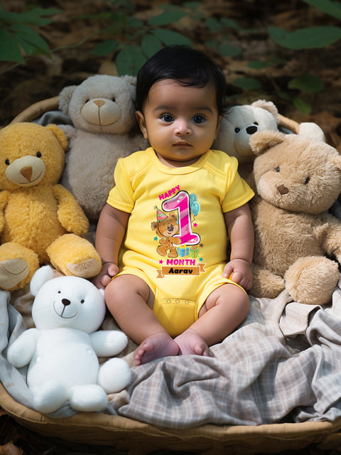 One Month Milestone Baby Romper | Onesies w/ Custom Name