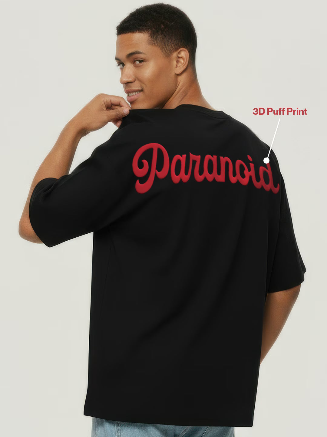 Paranoid Puff Printed Men's Oversized T-Shirt