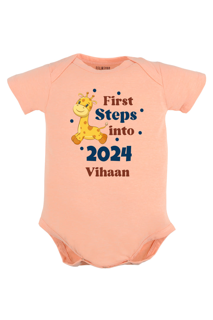 First Steps Into 2024 Baby Romper | Onesies w/ Custom Name