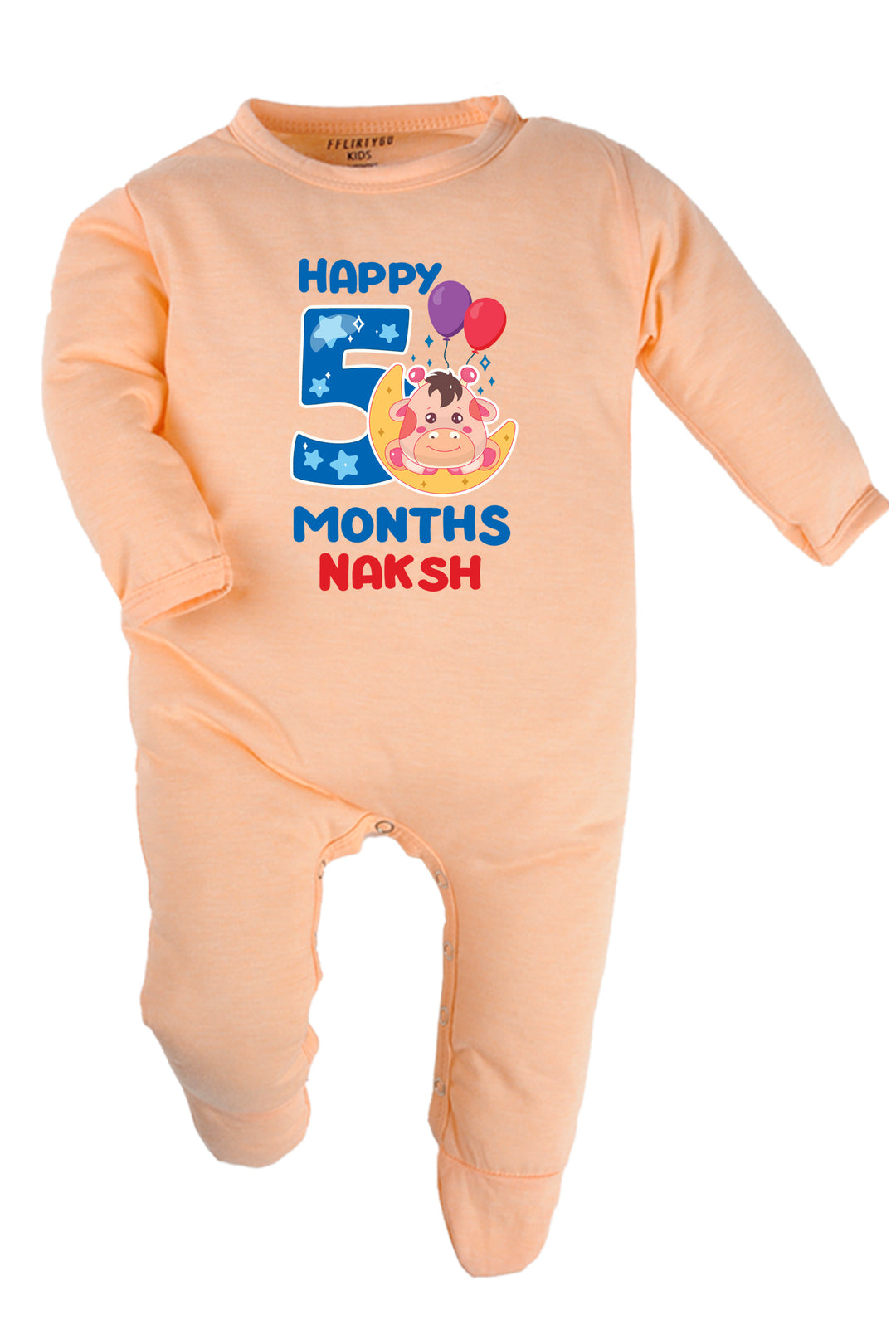 Five Month Milestone Baby Romper | Onesies - Giraffe w/ Custom Name