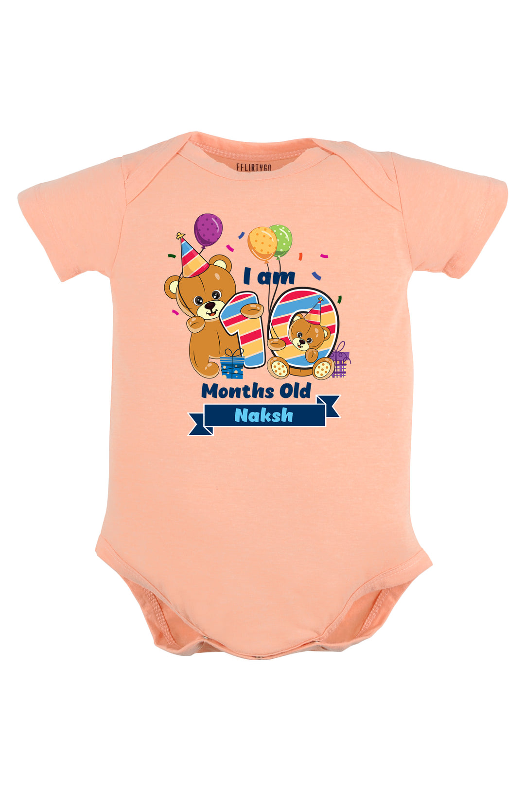 Ten Month Milestone Baby Romper | Onesies - Birthday Teddy w/ Custom Name
