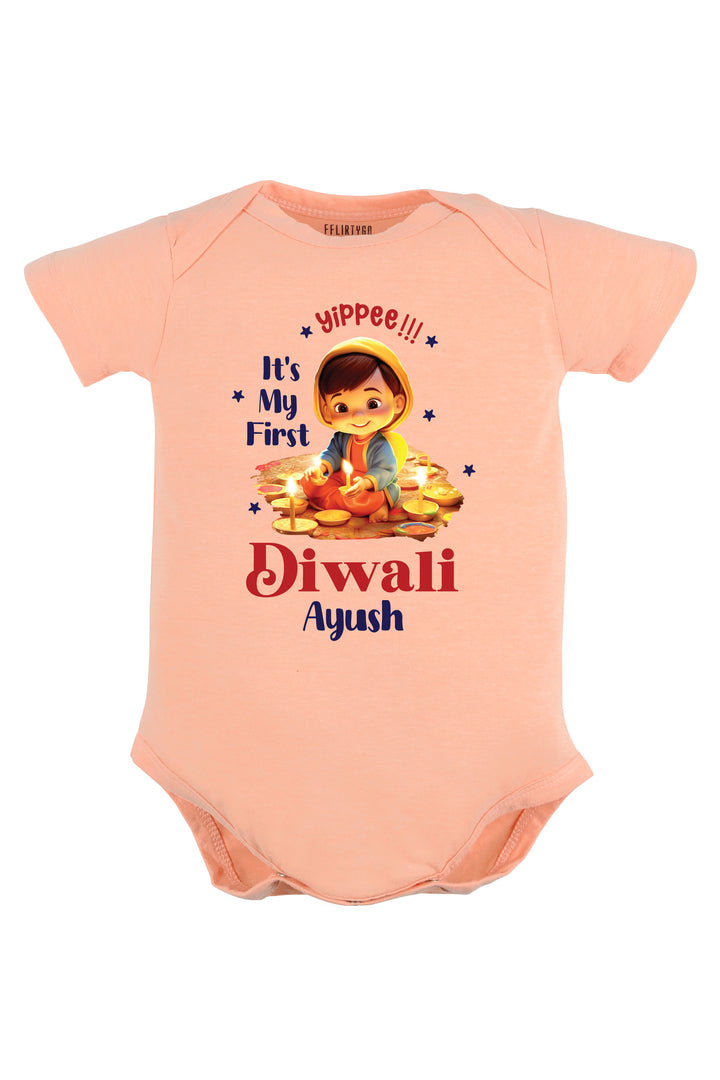 Yippee !!! It's My First Diwali Baby Romper | Onesies w/ Custom Name