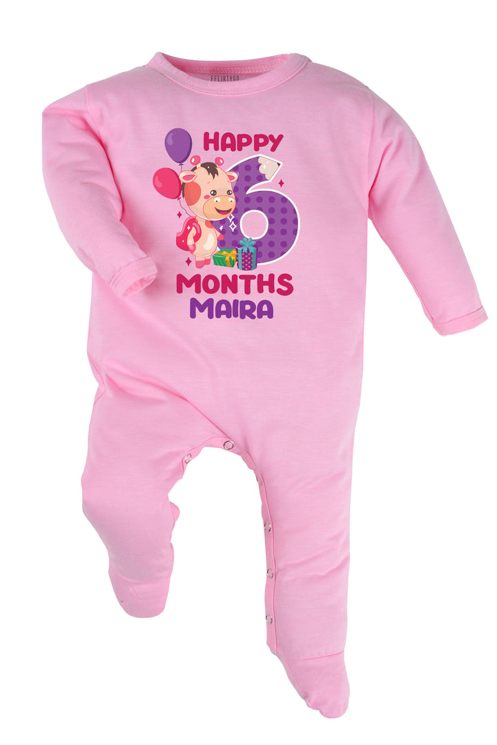 Six Month Milestone Baby Romper | Onesies - Giraffe w/ Custom Name