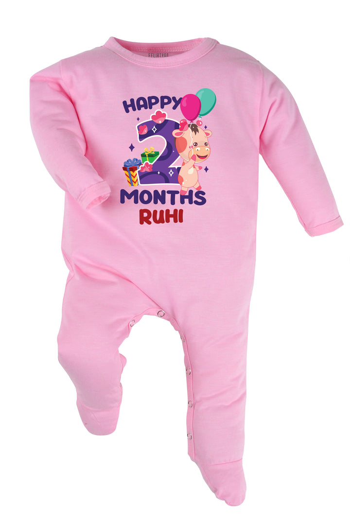 Two Month Milestone Baby Romper | Onesies - Giraffe w/ Custom name