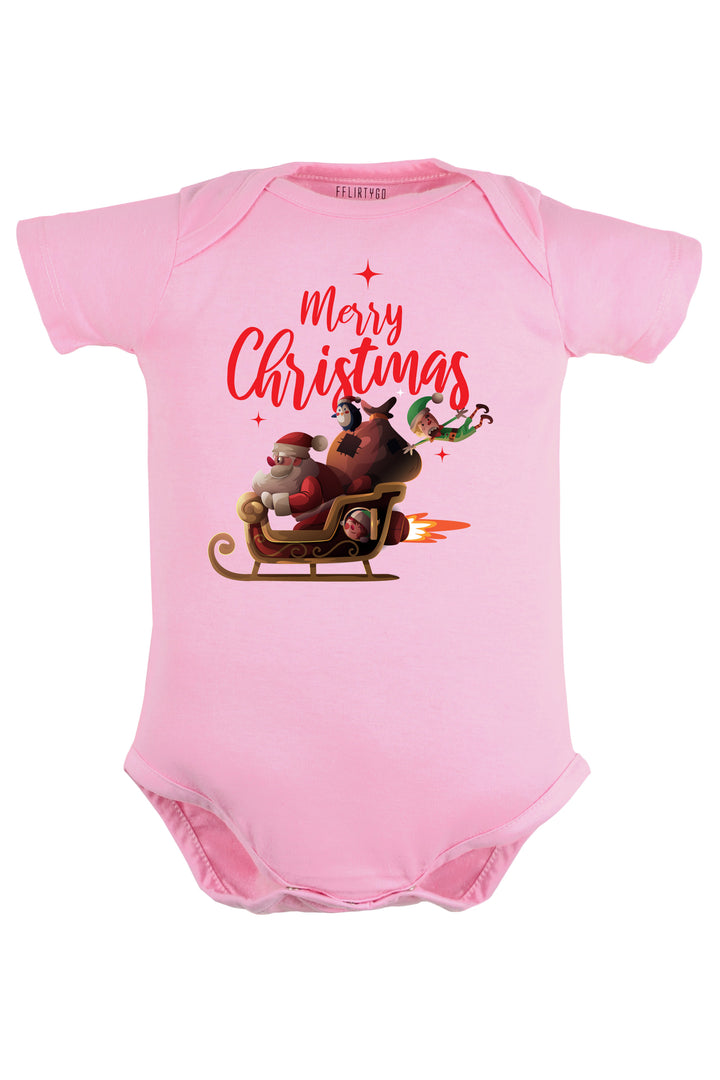 Merry Christmas with Santa's Sleigh Baby Romper | Onesies