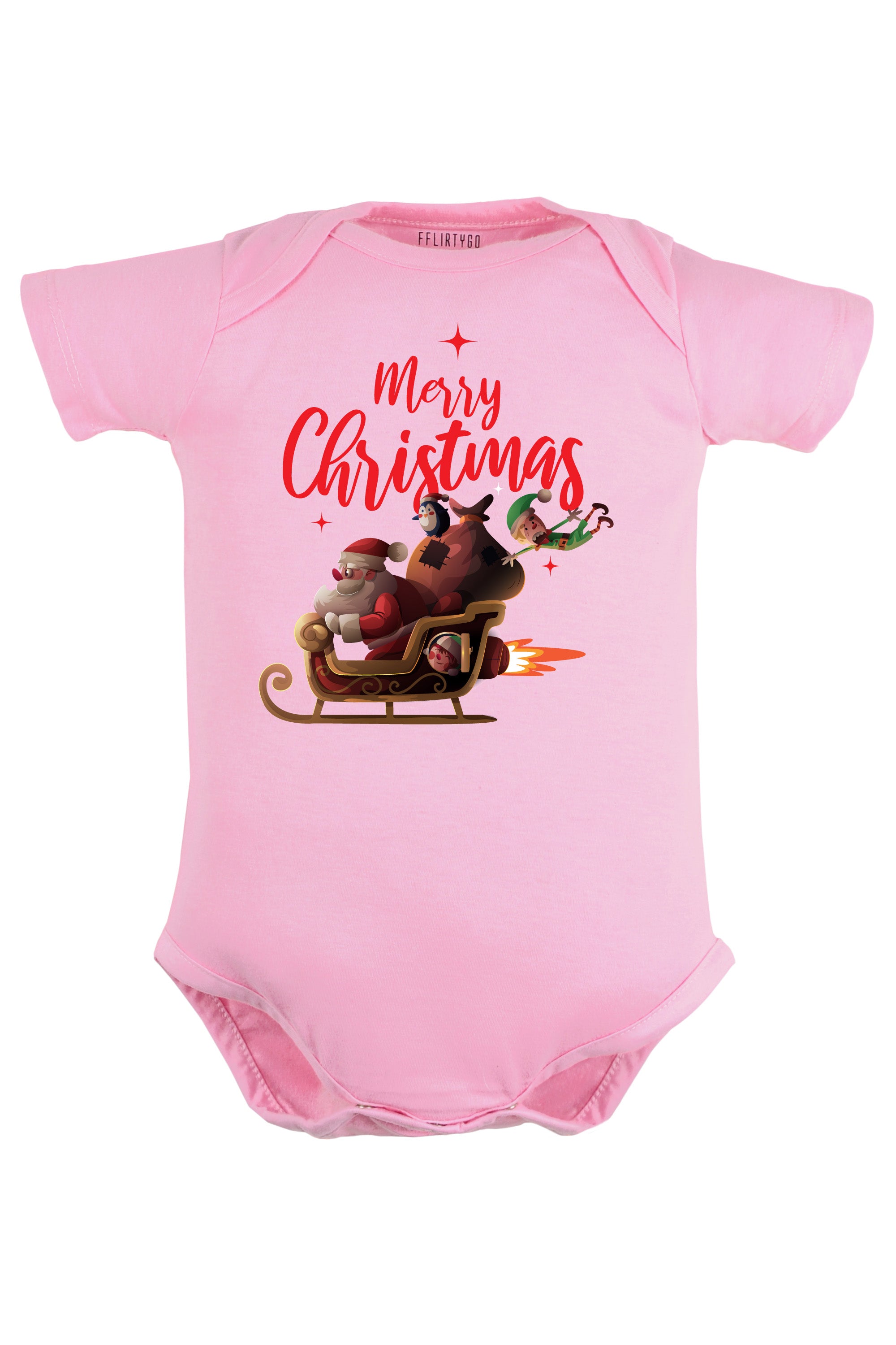 Merry Christmas with Santa's Sleigh Baby Romper | Onesies