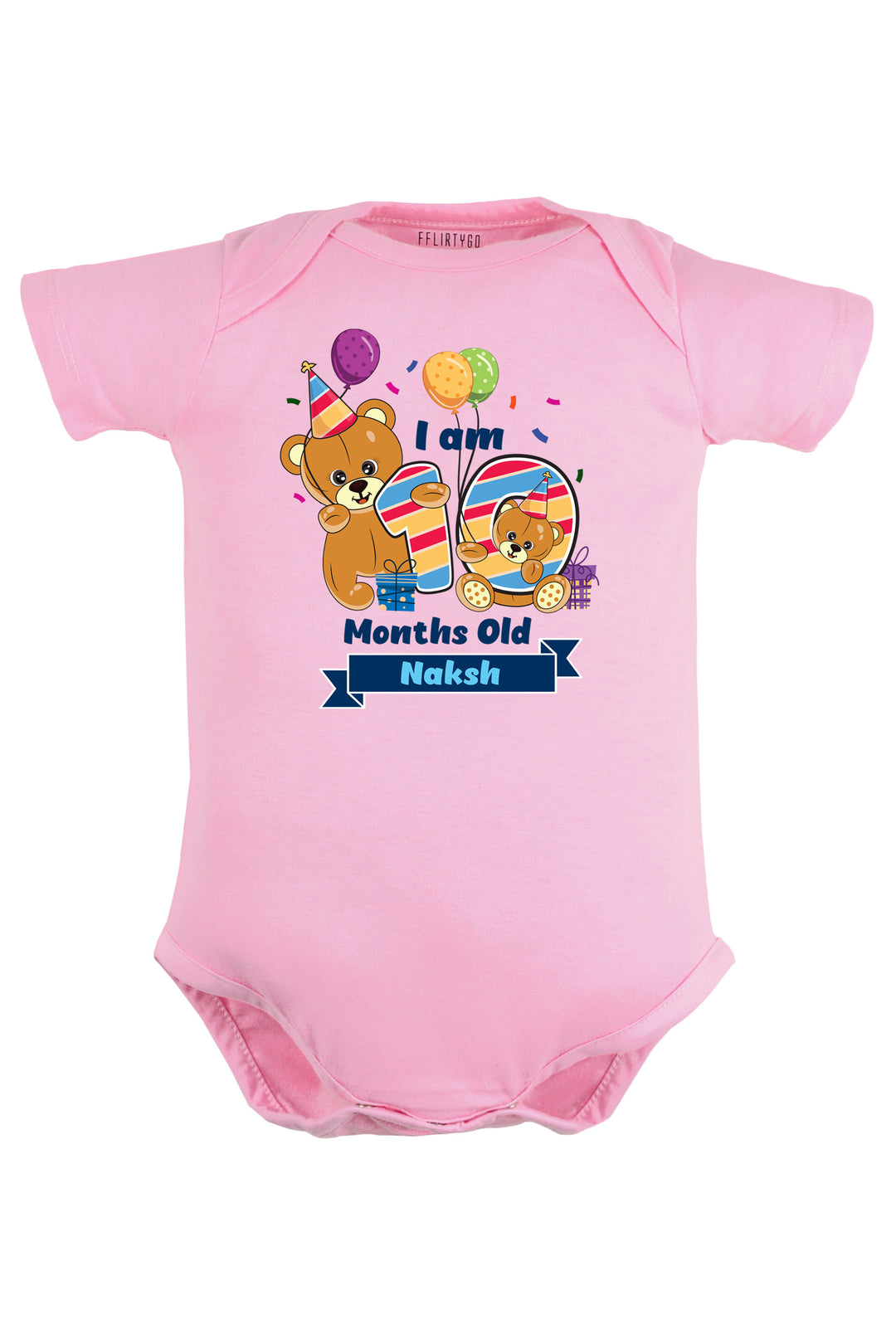 Ten Month Milestone Baby Romper | Onesies - Birthday Teddy w/ Custom Name