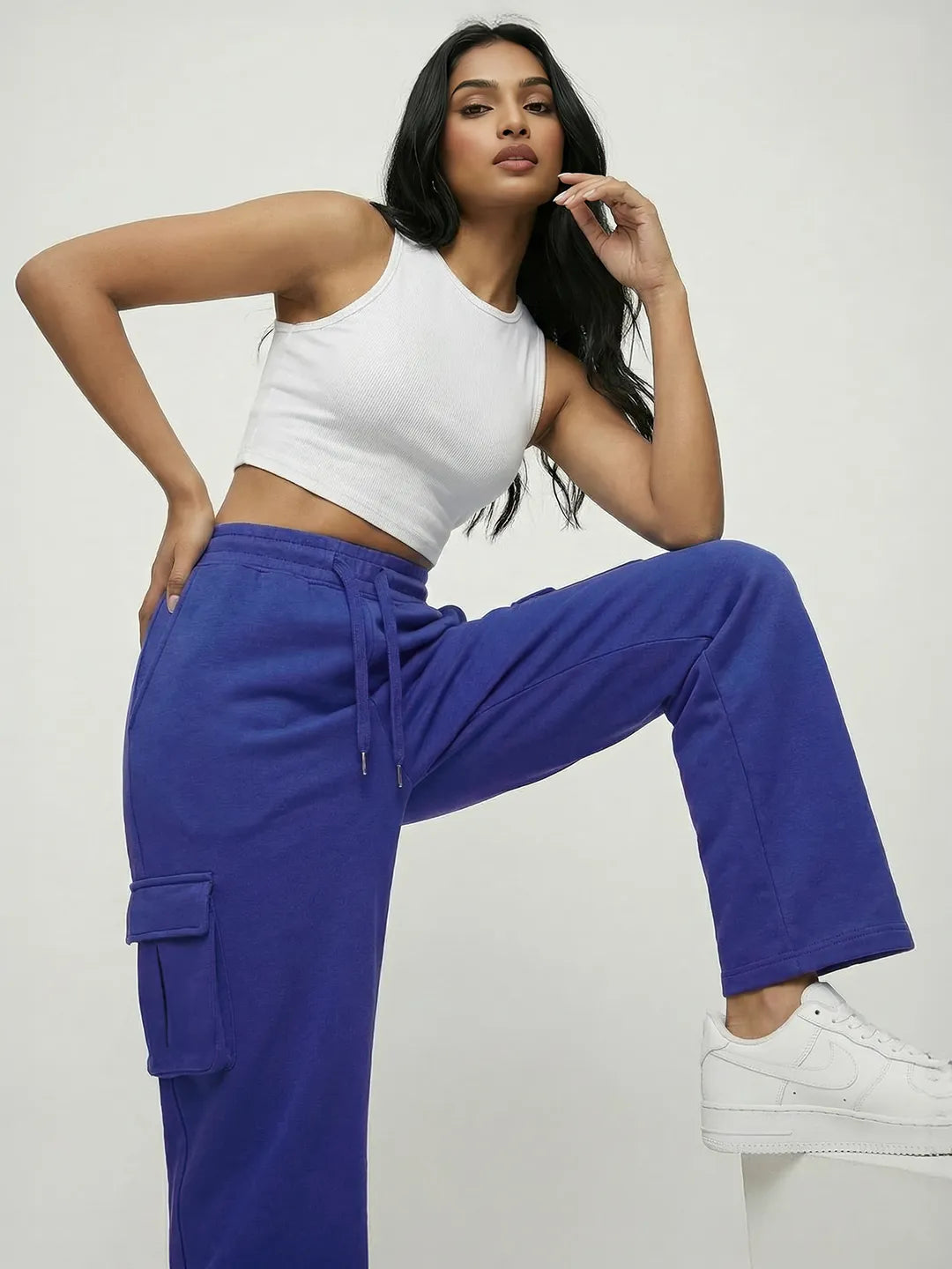 Womens Royal Blue Cargo Cargo Joggers w/ 4 Pockets