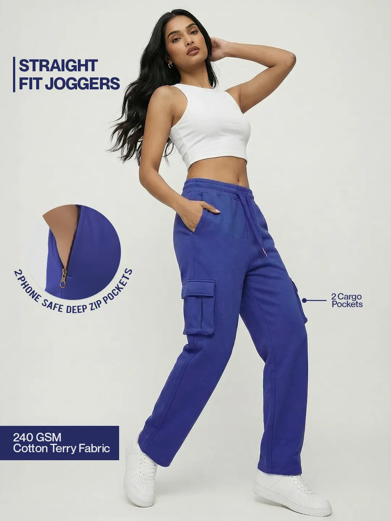 Womens Royal Blue Cargo Cargo Joggers w/ 4 Pockets