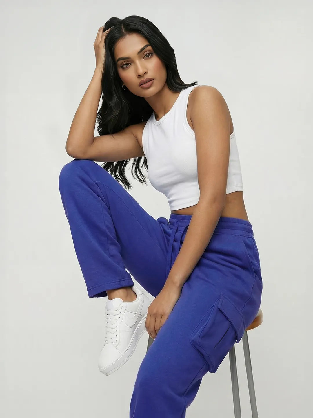 Womens Royal Blue Cargo Cargo Joggers w/ 4 Pockets