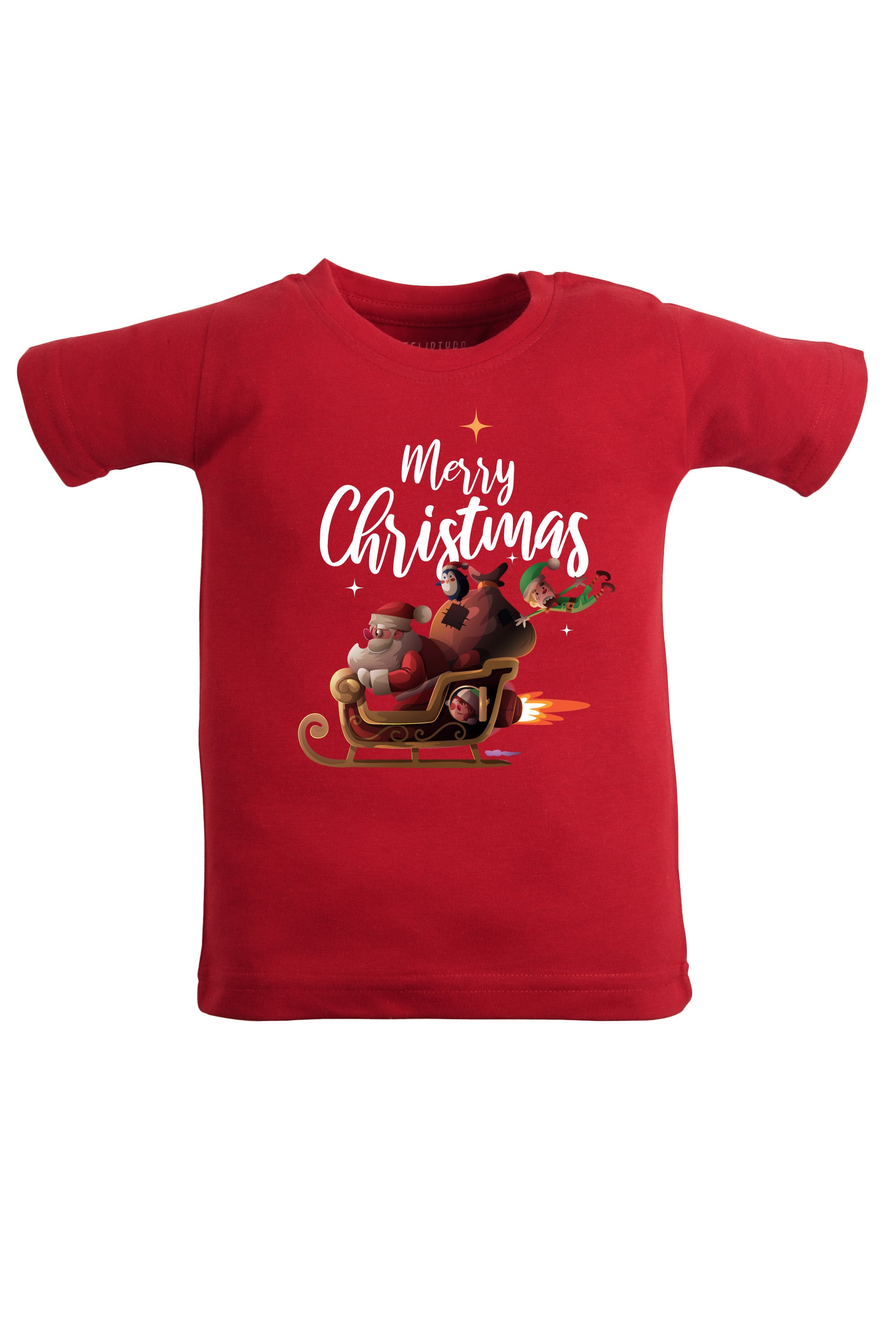 Merry Christmas With Santa Sleigh Kids T Shirt