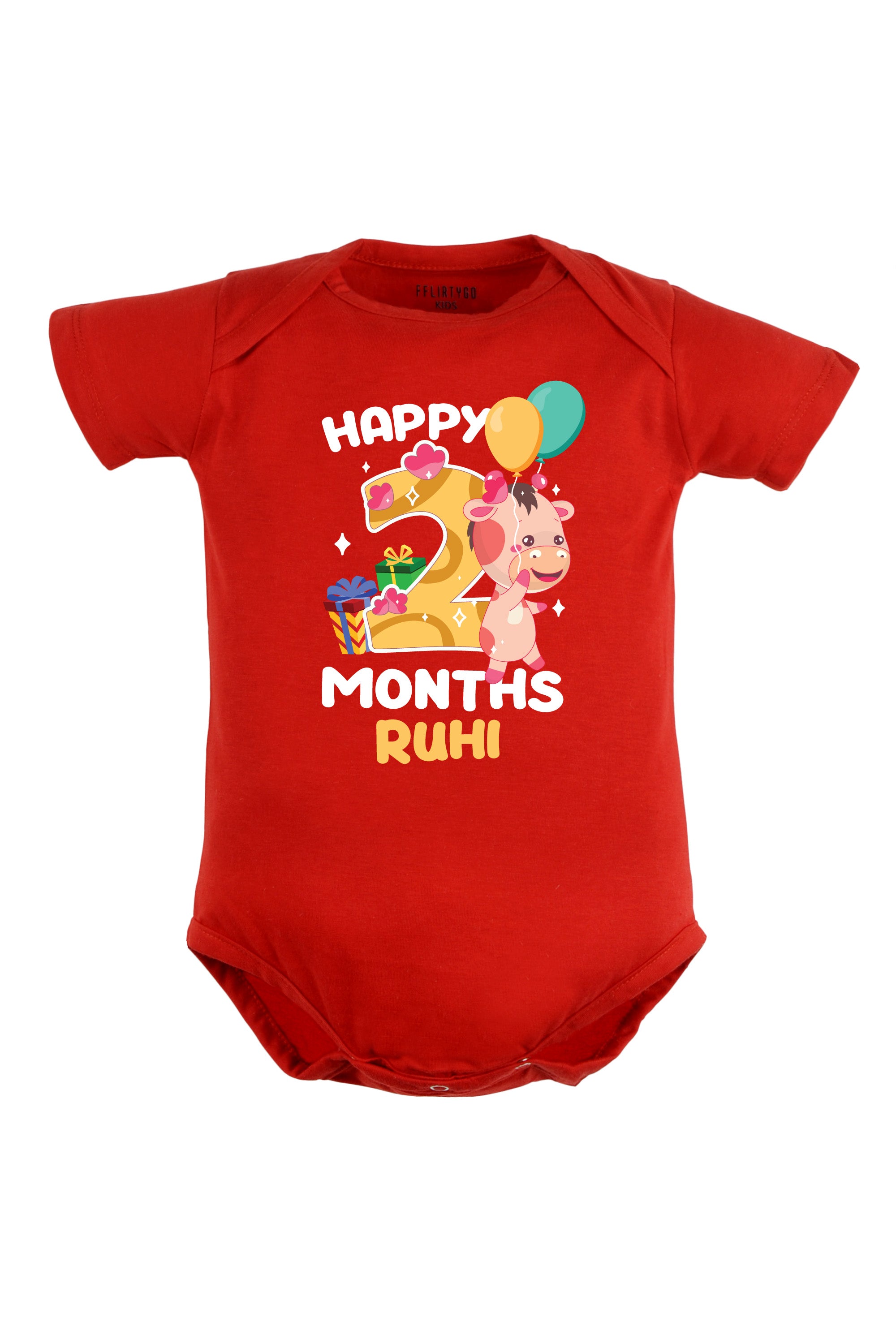 Two Month Milestone Baby Romper | Onesies - Giraffe w/ Custom name