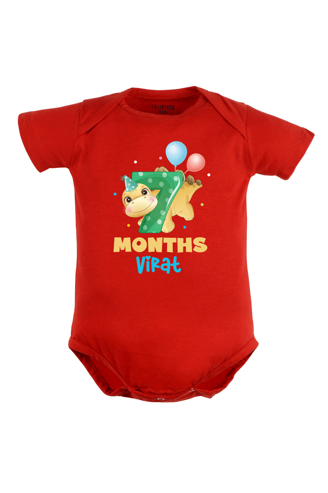 Seven Month Milestone Baby Romper | Onesies - Dino w/ Custom Name
