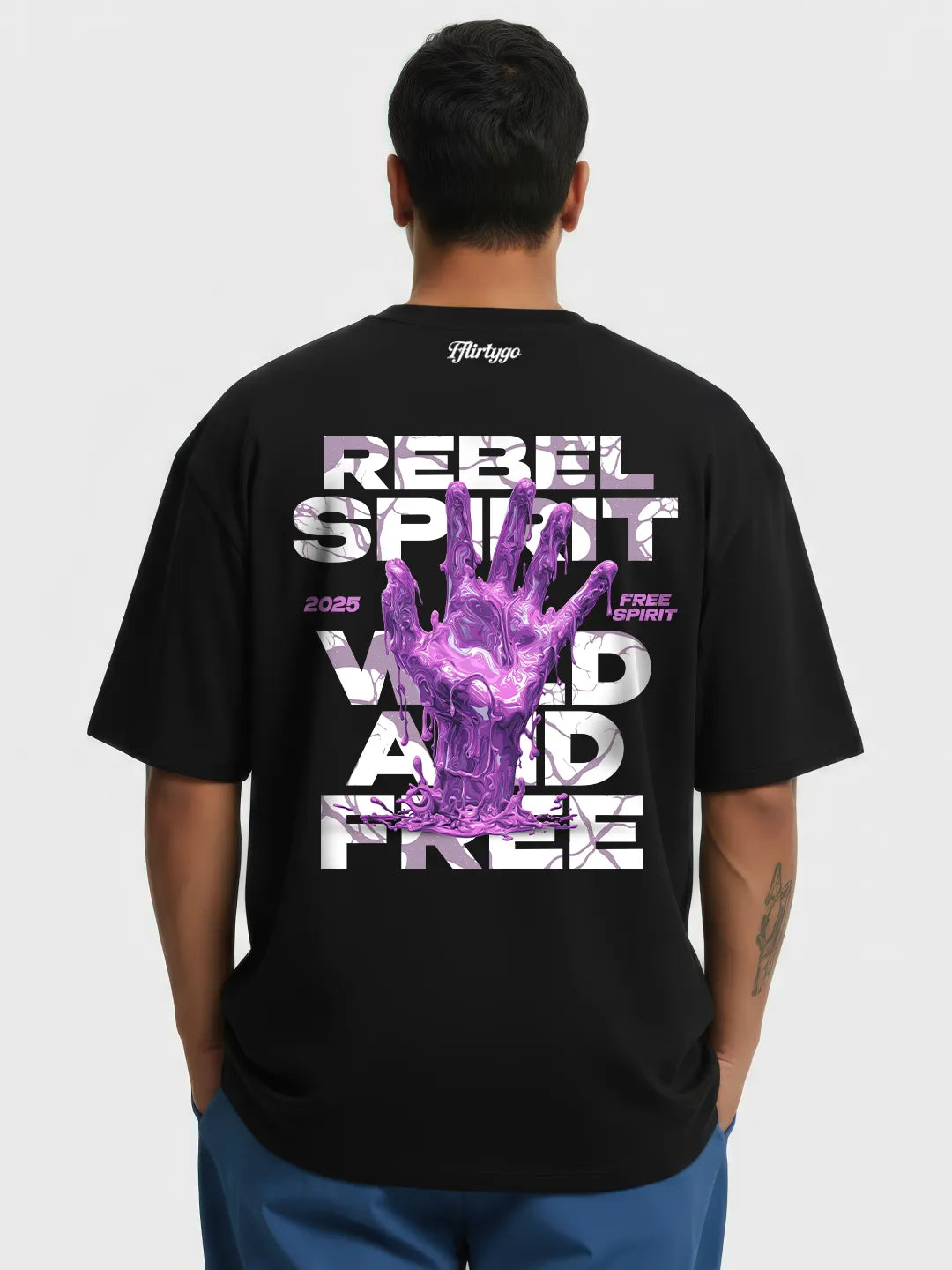 Rebel Spirit Wild And Free Mens Oversized T-Shirt