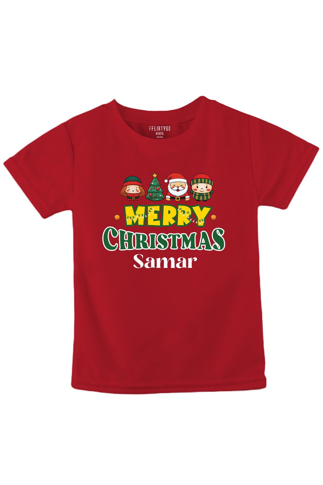 Merry Christmas Kids T Shirt w/ Custom Name