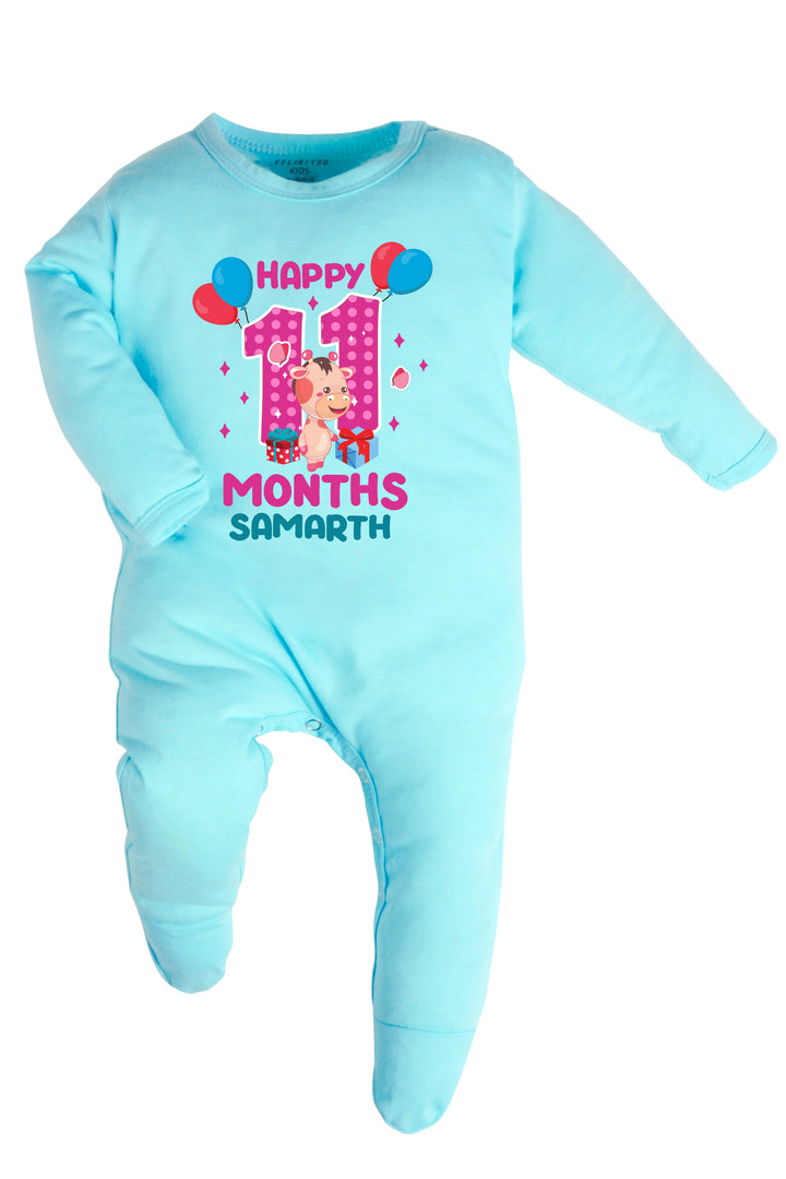 Eleven Month Milestone Baby Romper | Onesies - Giraffe w/ Custom Name