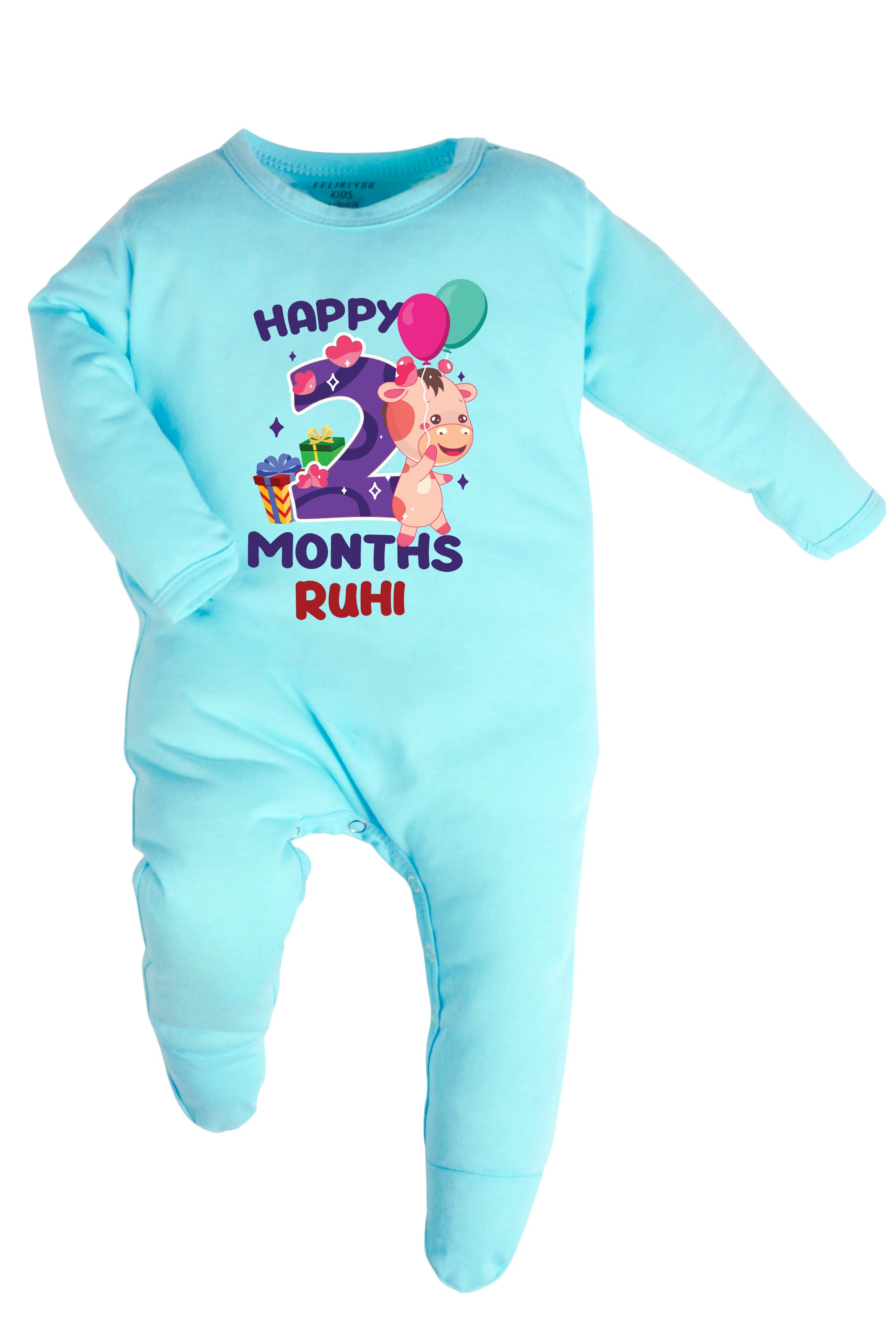Two Month Milestone Baby Romper | Onesies - Giraffe w/ Custom name