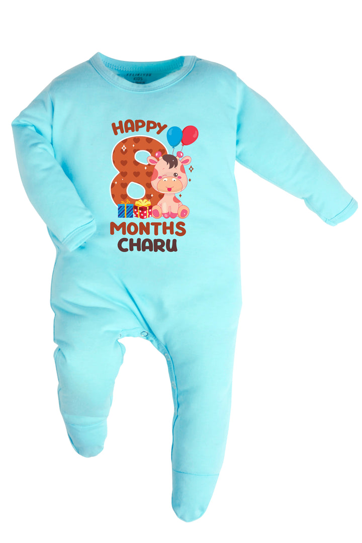 Eight Month Milestone Baby Romper | Onesies - Giraffe w/ Custom Name