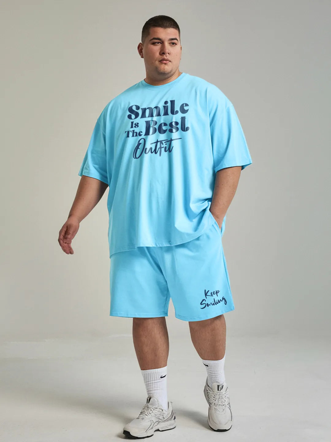 Smile Is The Best Cotton Mens T Shirt and Shorts Combo Set