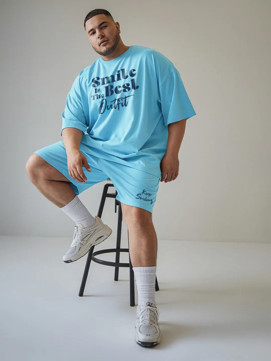 Smile Is The Best Cotton Mens T Shirt and Shorts Combo Set