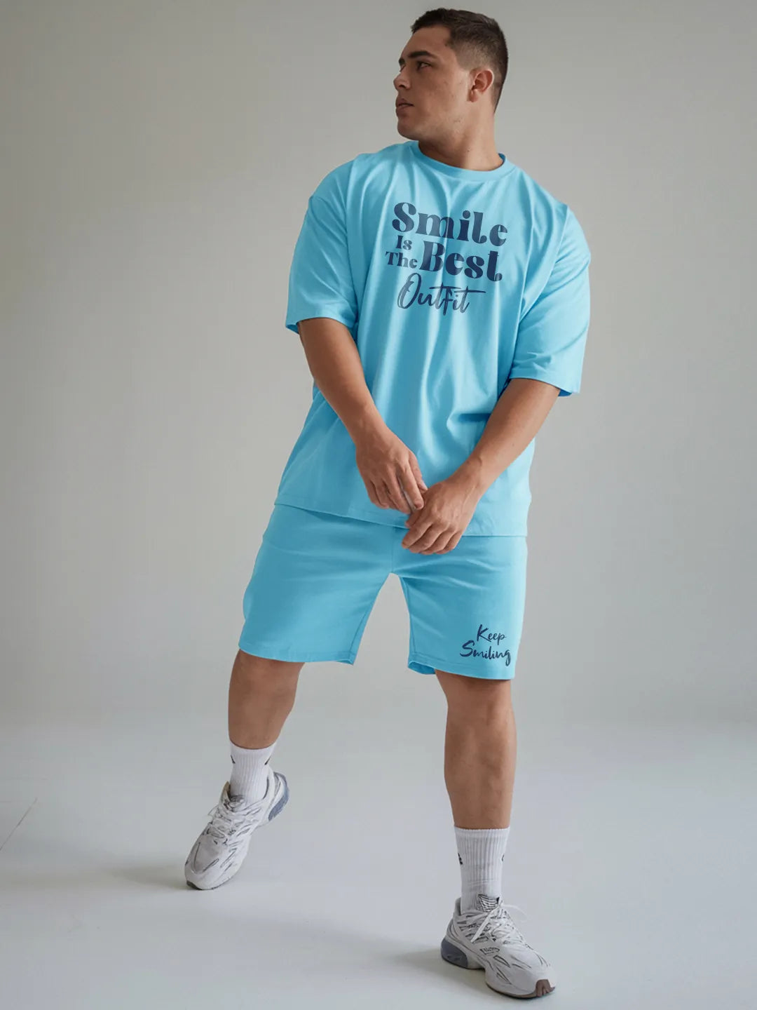 Smile Is The Best Cotton Mens T Shirt and Shorts Combo Set