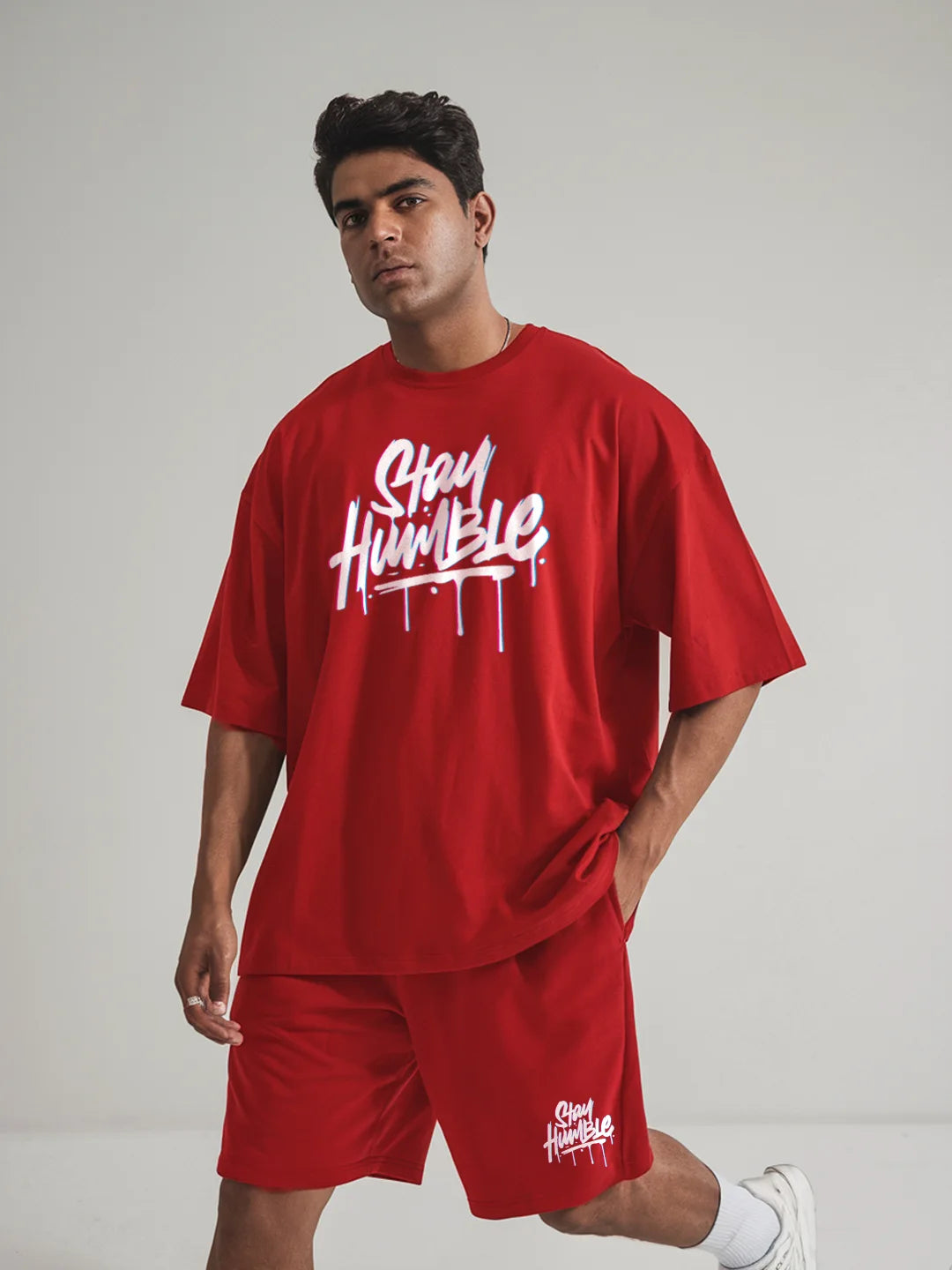 Stay Humble Cotton Mens T Shirt and Shorts Combo Set