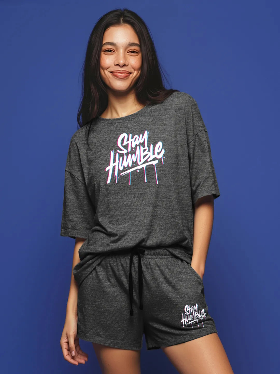 Stay Humble Cotton Girls T Shirt and Shorts Combo Set